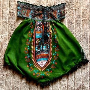 Green boho summer top